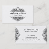 Zwarte en witte  Floral Lijst kant Visitekaartje (Voorkant / Achterkant)