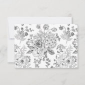  zwarte en witte Floral Line Art QR Code RSVP (Achterkant)