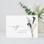 Zwarte en witte Floral met koraal RSVP 2 (Staand voorkant)