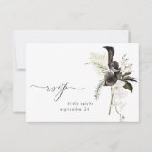 Zwarte en witte Floral met koraal RSVP 4 (Voorkant)