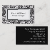 Zwarte en witte Floral Modern Professional Visitekaartje (Voorkant / Achterkant)