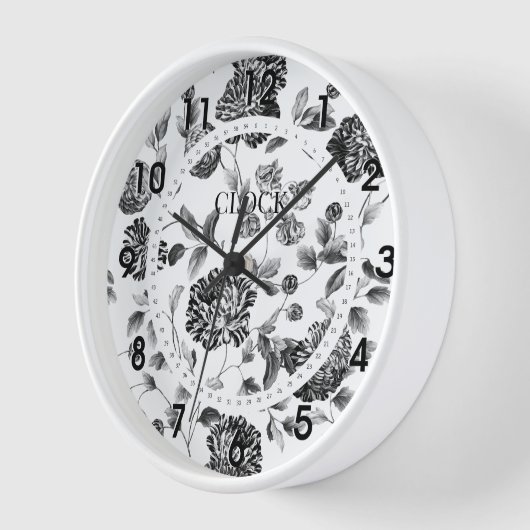 Zwarte en witte  Floral Moderne Klok (Hoek)