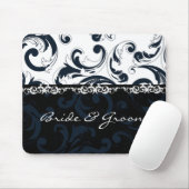 Zwarte en witte Floral Muismat (Met muis)