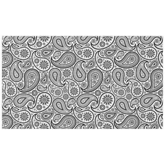 Zwarte en witte  Floral Paisley Tafelkleed (Voorkant (Horizontaal))