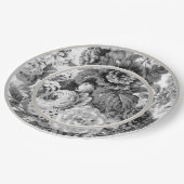 Zwarte en witte Floral Papieren Bordje (Gekanteld)