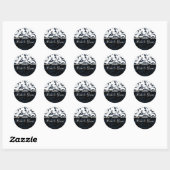 Zwarte en witte Floral Ronde Sticker (Vel)