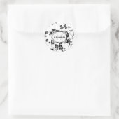 Zwarte en witte Floral Ronde Sticker (Tas)