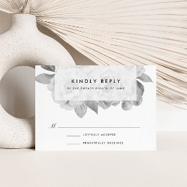  zwarte en witte Floral RSVP-kaart RSVP Kaartje