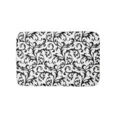 Zwarte en Witte Floral Scroll Bath Mat (Voorkant)
