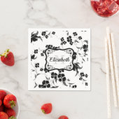 Zwarte en witte Floral Servet (Insitu)