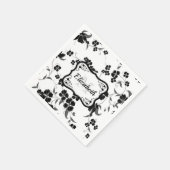 Zwarte en witte Floral Servet (Hoek)