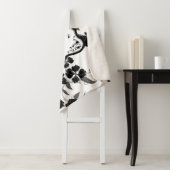 Zwarte en witte Floral Sherpa Deken (In situ)