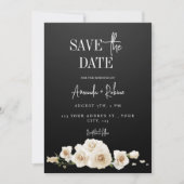 Zwarte en Witte Floral sparen de Datum Kaart (Voorkant)