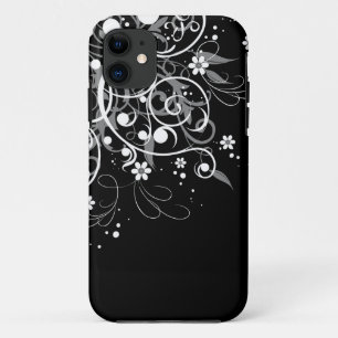 Zwarte en witte Floral Swirls Case-Mate iPhone Case