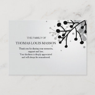 Zwarte en Witte Floral Sympathie Hartelijk dank Bedankkaart