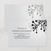 Zwarte en Witte Floral Sympathie Hartelijk dank Bedankkaart (Voorkant / Achterkant)