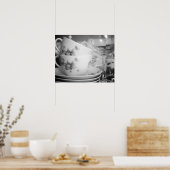 Zwarte en Witte Floral Tea Cups & Goblets 16x20 Poster (Keuken)