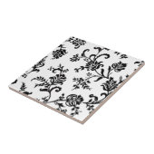 Zwarte en witte Floral Tegeltje (Zijkant)