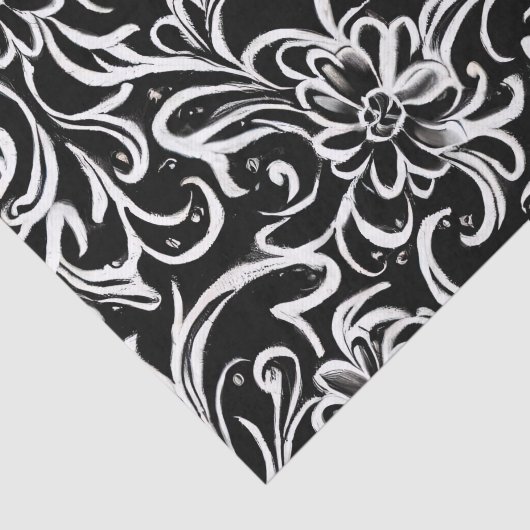 Zwarte en witte Floral Tissuepapier (Detail)