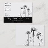 Zwarte en witte Floral Visitekaartje (Voorkant / Achterkant)