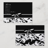 Zwarte en witte Floral Visitekaartje (Voorkant / Achterkant)