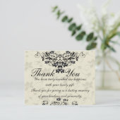 Zwarte en witte Floral Weddenschap Hartelijk dank Bedankkaart (Staand voorkant)