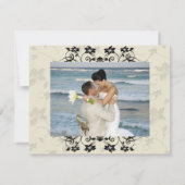 Zwarte en witte Floral Weddenschap Hartelijk dank Bedankkaart (Achterkant)