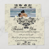 Zwarte en witte Floral Weddenschap Hartelijk dank Bedankkaart (Voorkant / Achterkant)