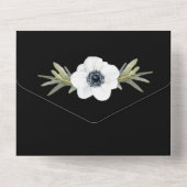 Zwarte en witte Floral Wedding All In One Uitnodiging (Achterkant)