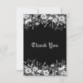 Zwarte en witte Floral Wedding Bedankkaart (Voorkant)
