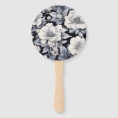 Zwarte en witte Floral Wedding Handwaaier (Achterkant)