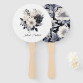 Zwarte en witte Floral Wedding Handwaaier (Voorkant en achterkant)
