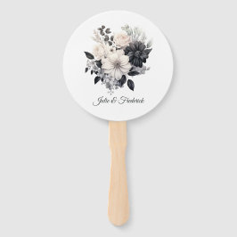 Zwarte en witte Floral Wedding Handwaaier