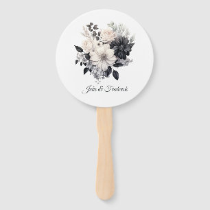 Zwarte en witte Floral Wedding Handwaaier