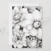 Zwarte en witte Floral Wedding Kaart (Achterkant)