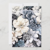 Zwarte en witte Floral Wedding Kaart (Achterkant)