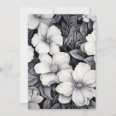Zwarte en witte Floral Wedding Kaart (Achterkant)