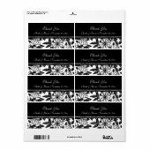 Zwarte en witte Floral Wedding Labels (Full Sheet)