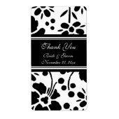 Zwarte en witte Floral Wedding Labels (Voorkant)