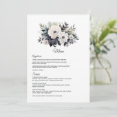 Zwarte en witte Floral Wedding Menu (Staand voorkant)
