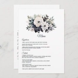Zwarte en witte Floral Wedding Menu