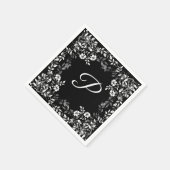 Zwarte en witte Floral Wedding Paper Napkins Servet (Hoek)