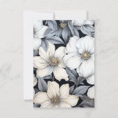 Zwarte en witte Floral Wedding RSVP Kaartje (Achterkant)