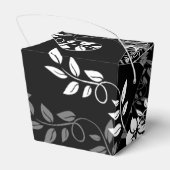 Zwarte en Witte Floral Wedding voor Vor Box Bedankdoosjes (Achterkant)