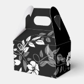Zwarte en Witte Floral Wedding voor Vor Box Bedankdoosjes (Achterkant)