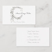 Zwarte en witte Floral Wreath Visitekaartje (Voorkant / Achterkant)