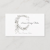 Zwarte en witte Floral Wreath Visitekaartje (Voorkant)