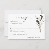 Zwarte en witte Floral zonder maaltijden RSVP 2 (Voorkant)