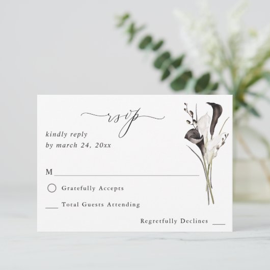 Zwarte en witte Floral zonder maaltijden RSVP 2 (Staand voorkant)