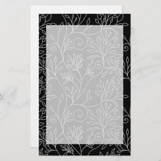 Zwarte en witte florale bakkerij briefpapier (Voorkant / Achterkant)